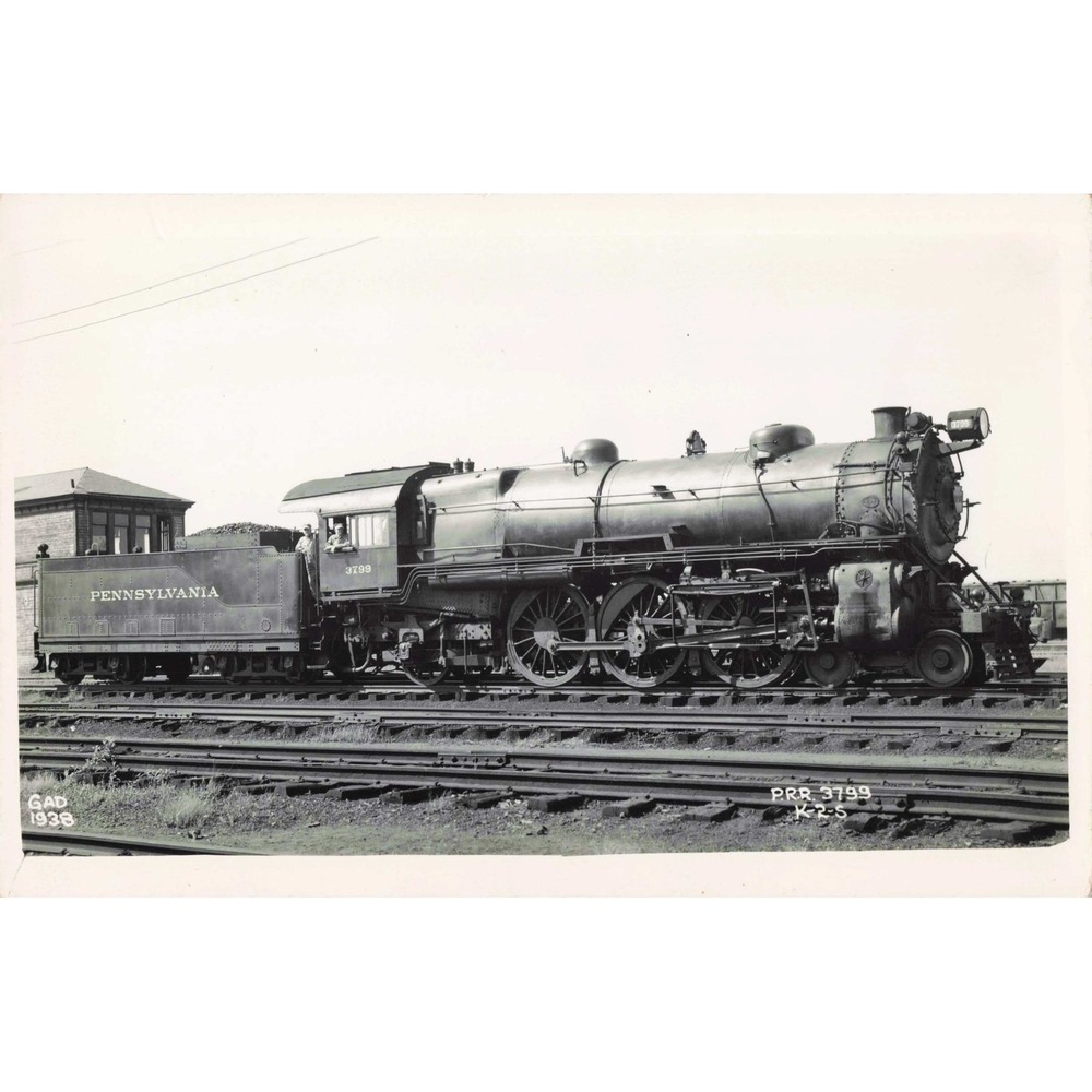 RPPC 1938 Pennsylvania Railroad PRR 3799 K-4-S Steam Locomotive Photo